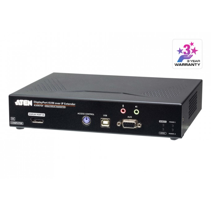 Удлинитель-передатчик, KVM USB DP+AUDIO+RS232, 100м. UTP/10км ATEN KX9970FT