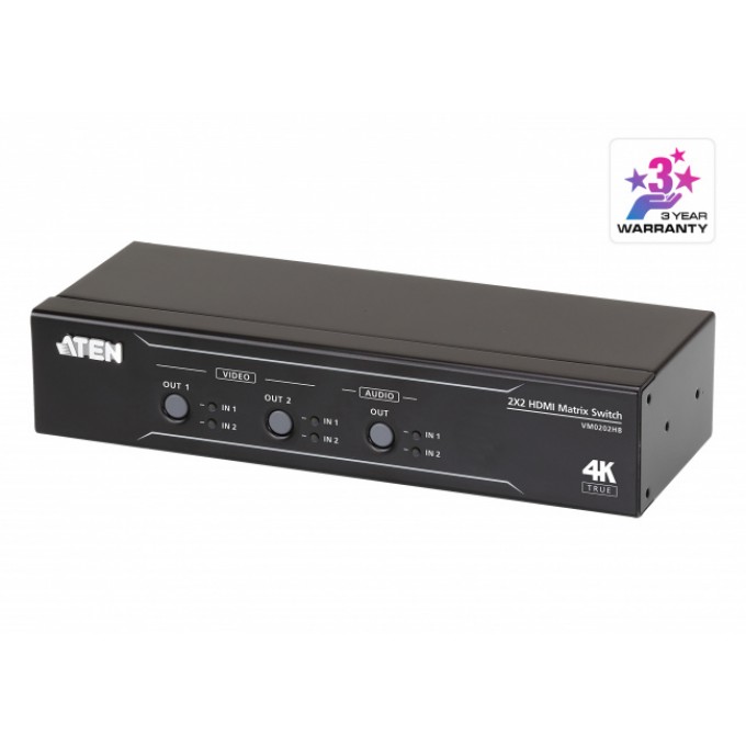 Матричный HDMI-коммутатор 2x2 True 4K с функцией извлечения звука ATEN VM0202HB