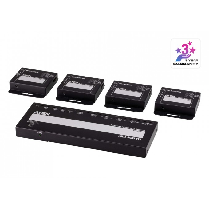 4-портовый 4K HDMI Cat 6 разветвитель с приемниками (4K@30 Гц) ATEN VS1824KIT